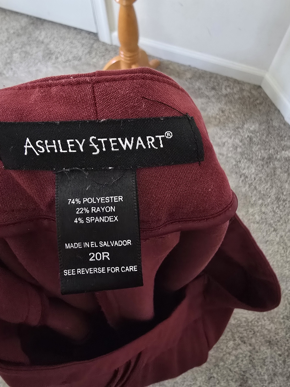 Ashley Stewart Burgundy Straight Leg Pants